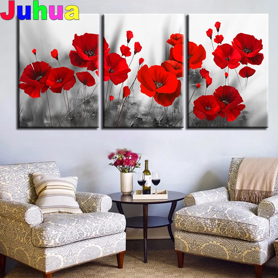 Triptych poppy 5d Diamond Painting Full 3pcs Black and White Background Red Flower Diamond Embroidery Mosaic Rhinestone Picture
Triptych poppy 5d Diamond Painting Full 3pcs Black and White Background Red Flower Diamond Embroidery Mosaic Rhinestone Picture