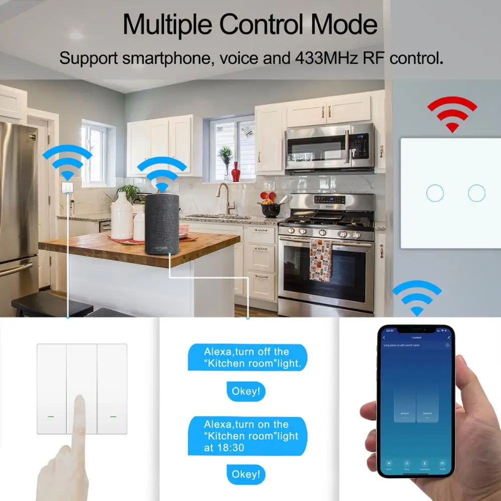 Tonbux Wi-Fi EU сенсорный выключатель переключатель умный Стекло светодиодный