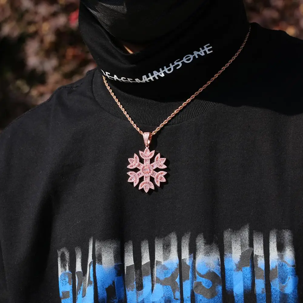 Fashion Hot Selling Women Baguette Pink Snowflake Shape Pendant Necklace Rose Gold Iced Bling Bling Cubic Zirconia Jewelry
Fashion Hot Selling Women Baguette Pink Snowflake Shape Pendant Necklace Rose Gold Iced Bling Bling Cubic Zirconia Jewelry