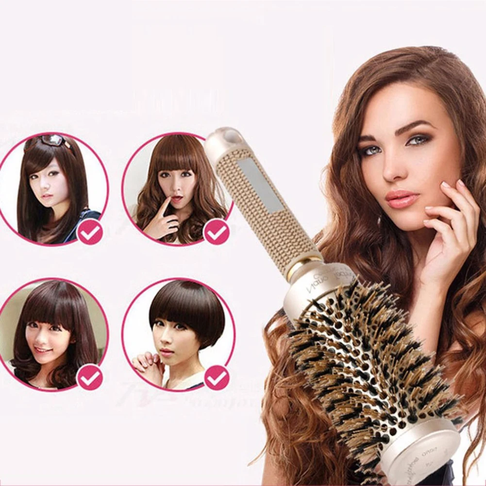 Round Hair Brush with Boar and Nylon Bristles Thermal Anti-Static Brush for Hair Drying, Curling, Straightening
Round Hair Brush with Boar and Nylon Bristles Thermal Anti-Static Brush for Hair Drying, Curling, Straightening
