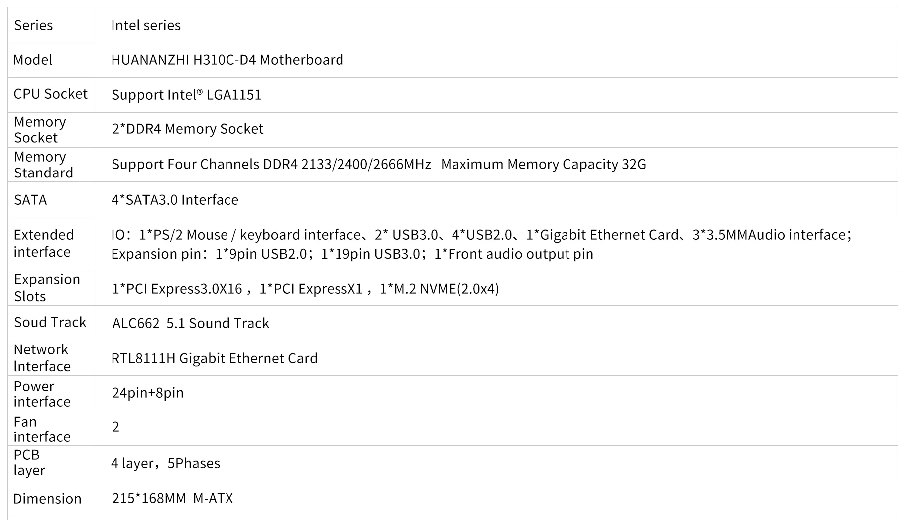 HUANANZHI H310C D4 Motherboard Intel XEON LGA 1151 i3 i5 i7 All Series CPU DDR4 NON-ECC memory NVME NGFF USB SATA VGA HDMI DVI
HUANANZHI H310C D4 Motherboard Intel XEON LGA 1151 i3 i5 i7 All Series CPU DDR4 NON-ECC memory NVME NGFF USB SATA VGA HDMI DVI