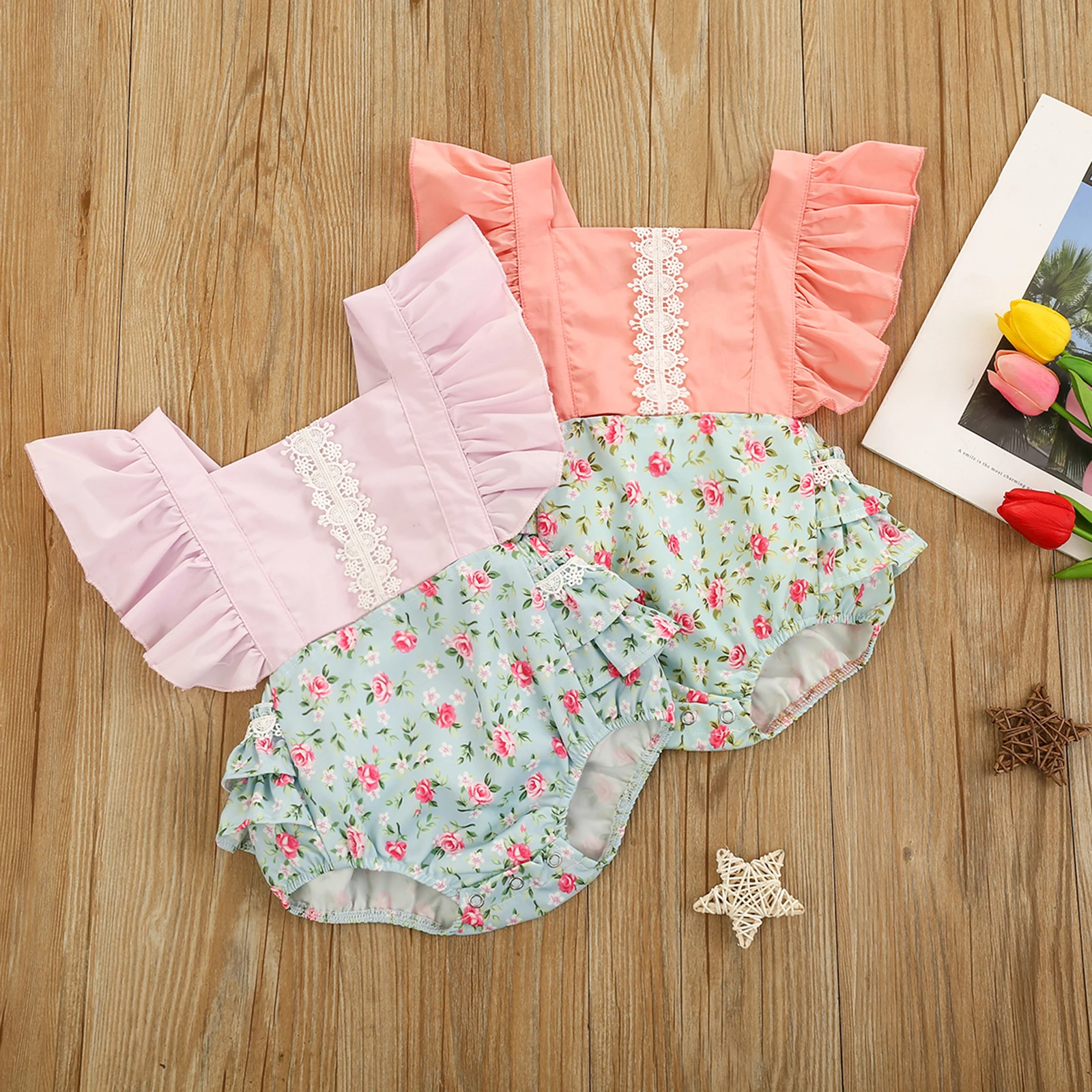 Summer Lovely Baby Girls Boys Rompers Flowers Print Lace Ruffles Short Sleeve Jumpsuits Headband 0-24M
Summer Lovely Baby Girls Boys Rompers Flowers Print Lace Ruffles Short Sleeve Jumpsuits Headband 0-24M