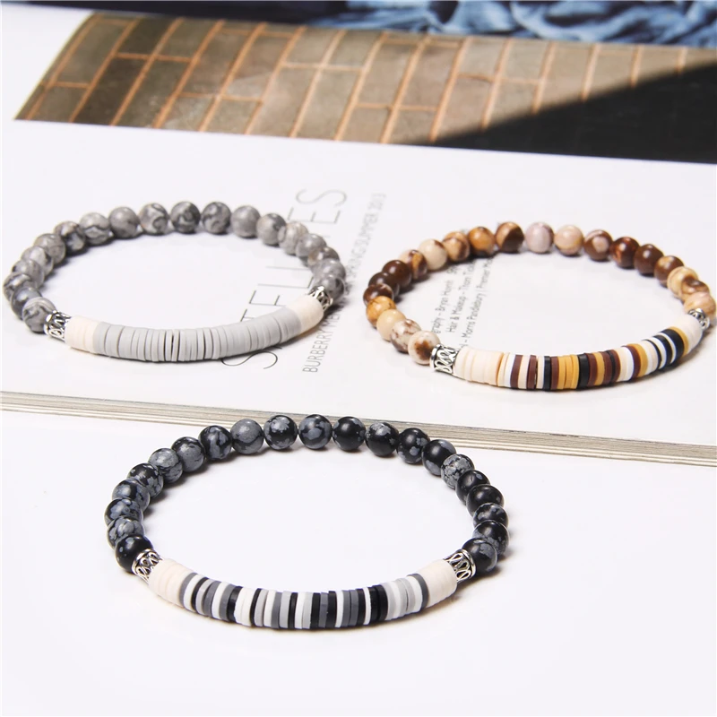 Fashion Natural Stone Beads Bracelet Women Men 6mm Flat Polymer Clay Disc Beaded Bracelet Bohemian Beach Jewelry Charm Bracelet
Fashion Natural Stone Beads Bracelet Women Men 6mm Flat Polymer Clay Disc Beaded Bracelet Bohemian Beach Jewelry Charm Bracelet