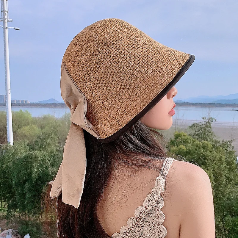 Bow Bucket Hats Spring Summer Ladies Outdoor Knitted Breathable Fashion Trend Bucket Hat Big Bow Ribbon Fashion Hat Wholesale 
Bow Bucket Hats Spring Summer Ladies Outdoor Knitted Breathable Fashion Trend Bucket Hat Big Bow Ribbon Fashion Hat Wholesale