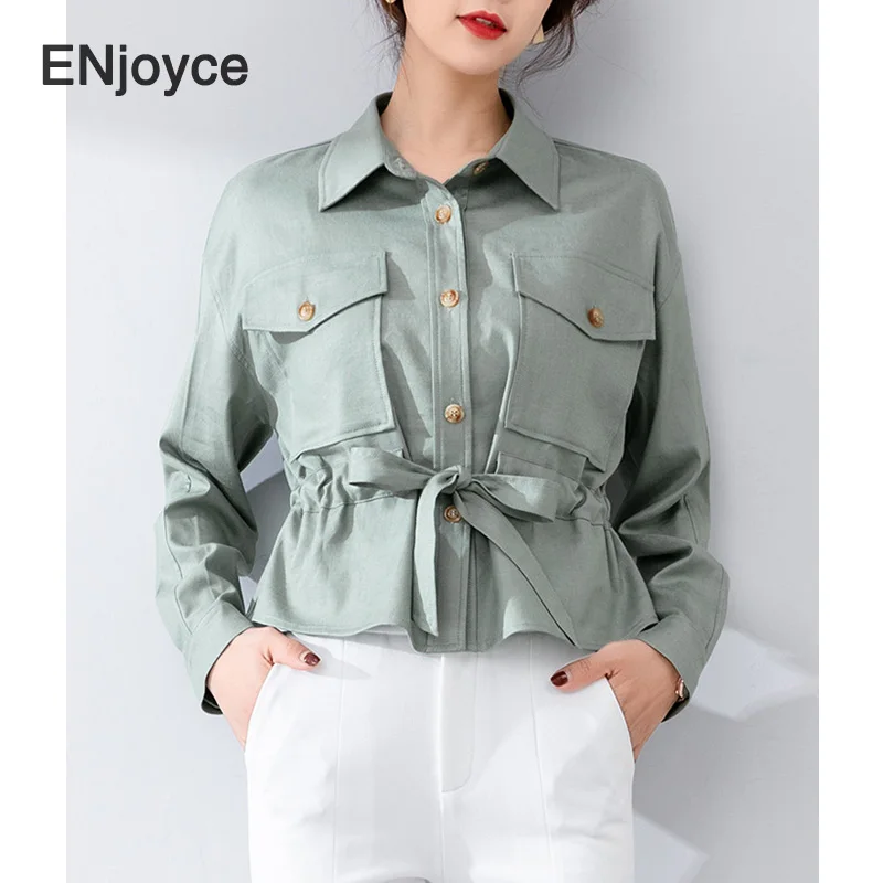 Vintage Green Shirt Style Linen Baseball Jackets Women French Lapel Single Breasted Cargo Coats Casual Cropped Tops Autumn
Vintage Green Shirt Style Linen Baseball Jackets Women French Lapel Single Breasted Cargo Coats Casual Cropped Tops Autumn