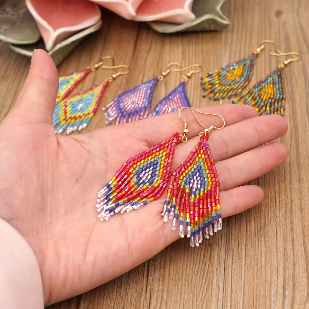 Серьги Go2boho из бисера серьги с кисточками и бахромой в родном стиле для женщин