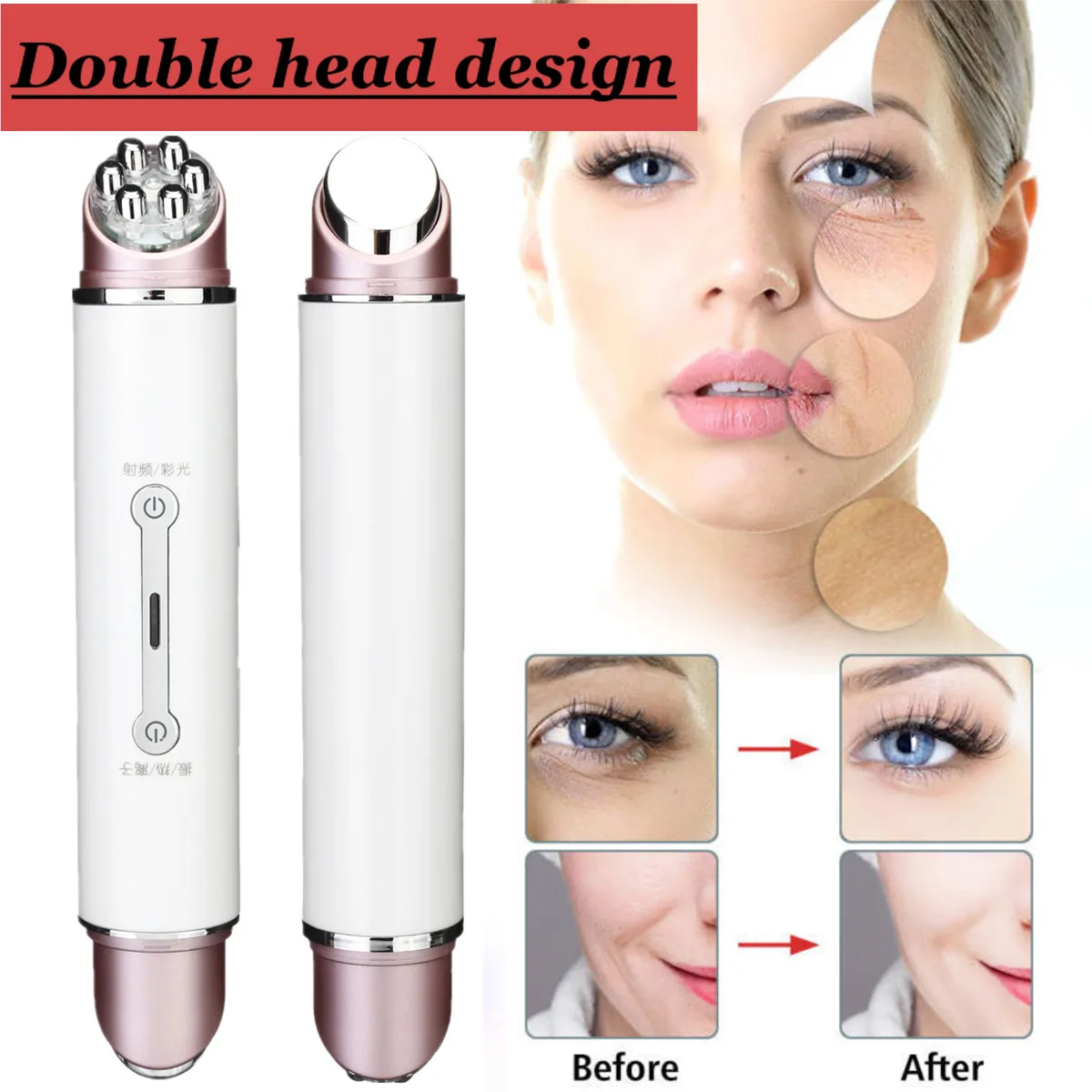 EMS Radio Mesotherapy Electroporation Face Beauty Pen Double Head RF Frequency LED Photon Face Skin Rejuvenation Wrinkle Remover
EMS Radio Mesotherapy Electroporation Face Beauty Pen Double Head RF Frequency LED Photon Face Skin Rejuvenation Wrinkle Remover
