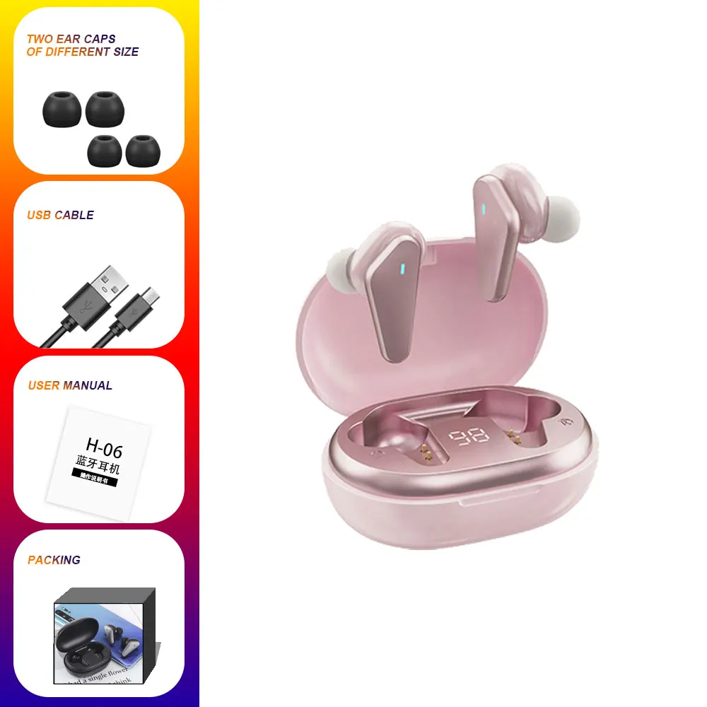 H-06 TWS Wireless Earphones Bluetooth High Quality Sports Noise Cancelling Headphones 9D Stereo Music Headsets For Girl Woman
H-06 TWS Wireless Earphones Bluetooth High Quality Sports Noise Cancelling Headphones 9D Stereo Music Headsets For Girl Woman