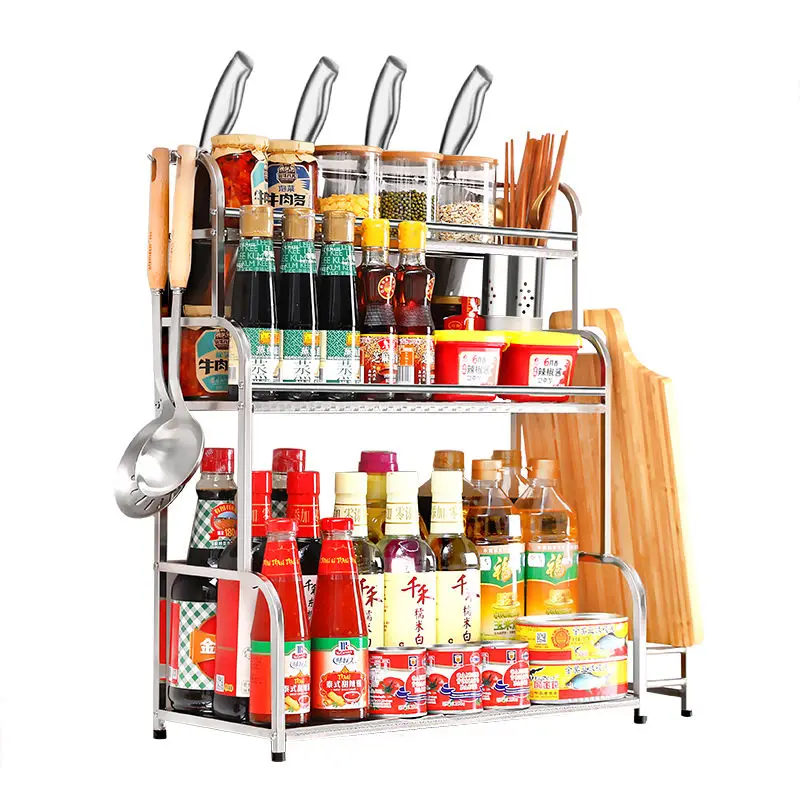 Kitchen Rack Floor Stainless Steel Storage Rack Multi-layer Knife Rack Seasoning Seasoning Household Multifunctional Storage
Kitchen Rack Floor Stainless Steel Storage Rack Multi-layer Knife Rack Seasoning Seasoning Household Multifunctional Storage