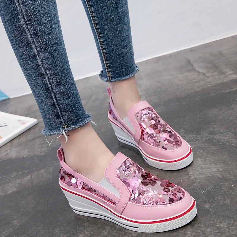 Spring New Designer Brand Wedge Heel Sequin Bling Glitter Pink Platform Sneakers Women Casual Shoes Female Ladies Shoes Woman
Spring New Designer Brand Wedge Heel Sequin Bling Glitter Pink Platform Sneakers Women Casual Shoes Female Ladies Shoes Woman