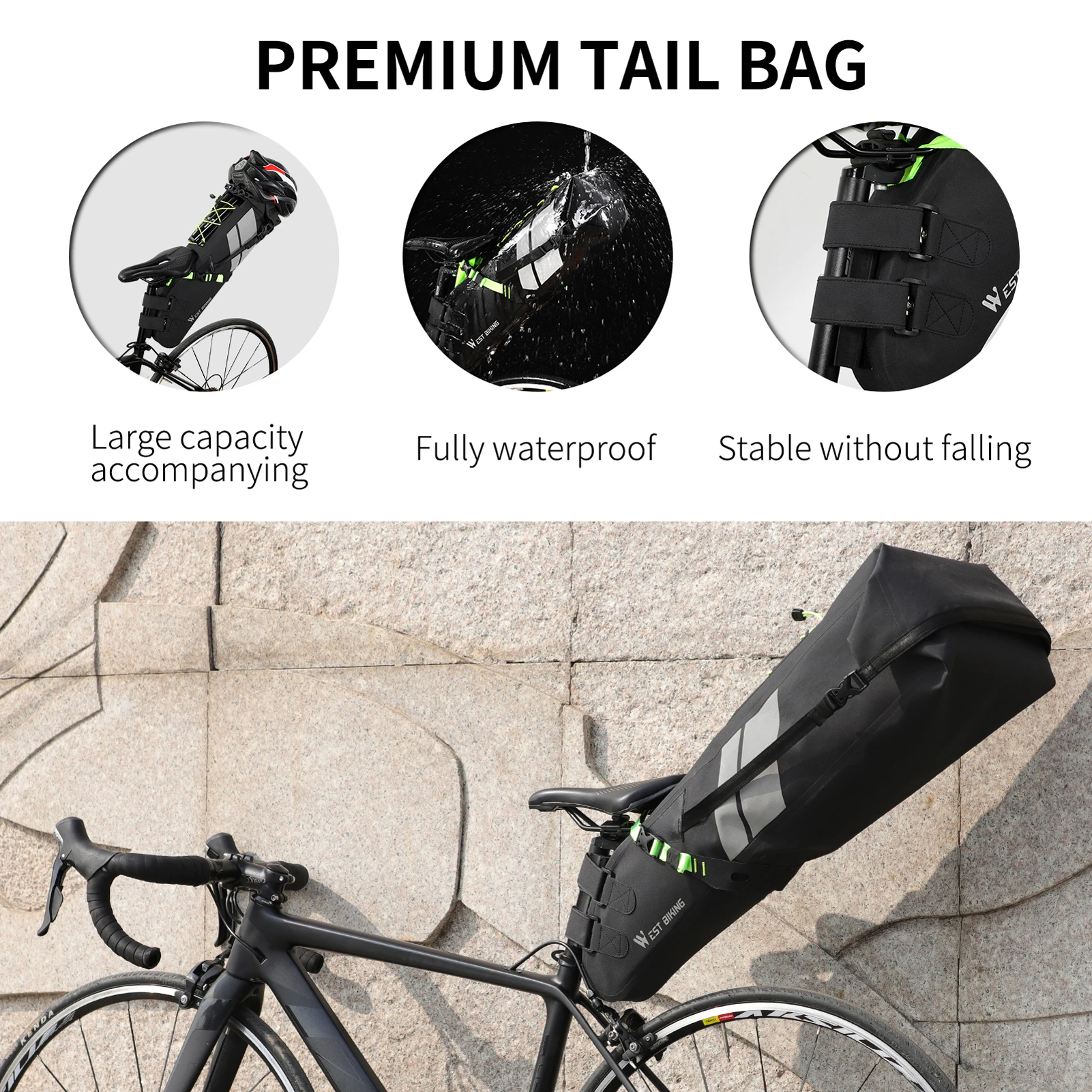 

WEST BIKING 10L/17L Bike Bag Waterproof Reflective Capacity Saddle Bag Cycling Foldable Tail Rear Bag MTB Road Trunk Bicycle Bag