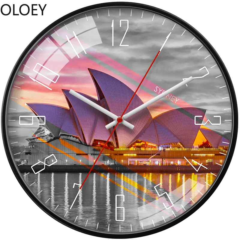 

Large Wall Clock Modern Design Living Room Bedroom Home Decor Creative Clocks Silent Scenic Spot Building Wall Watches Metal
