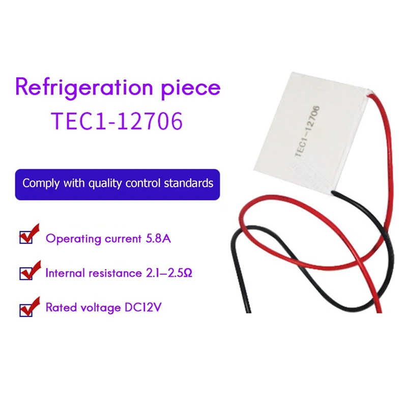 TEC1-12706 Thermoelectric Cooler Peltier 12V 12706 Elements Module 40X40mm Cooling Peltier for DIY Electronics
TEC1-12706 Thermoelectric Cooler Peltier 12V 12706 Elements Module 40X40mm Cooling Peltier for DIY Electronics