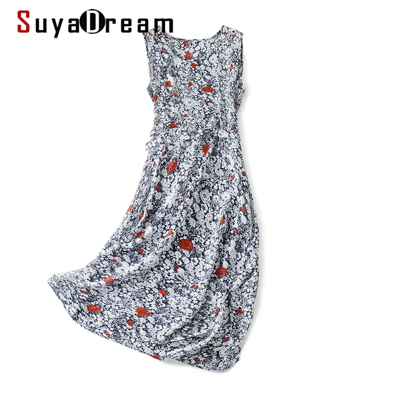 SuyaDream Woman Printed Midi Dress 100%Silk Sleeveless Sashes Dresses 2022 Spring Summer Floral Dresses
SuyaDream Woman Printed Midi Dress 100%Silk Sleeveless Sashes Dresses 2022 Spring Summer Floral Dresses