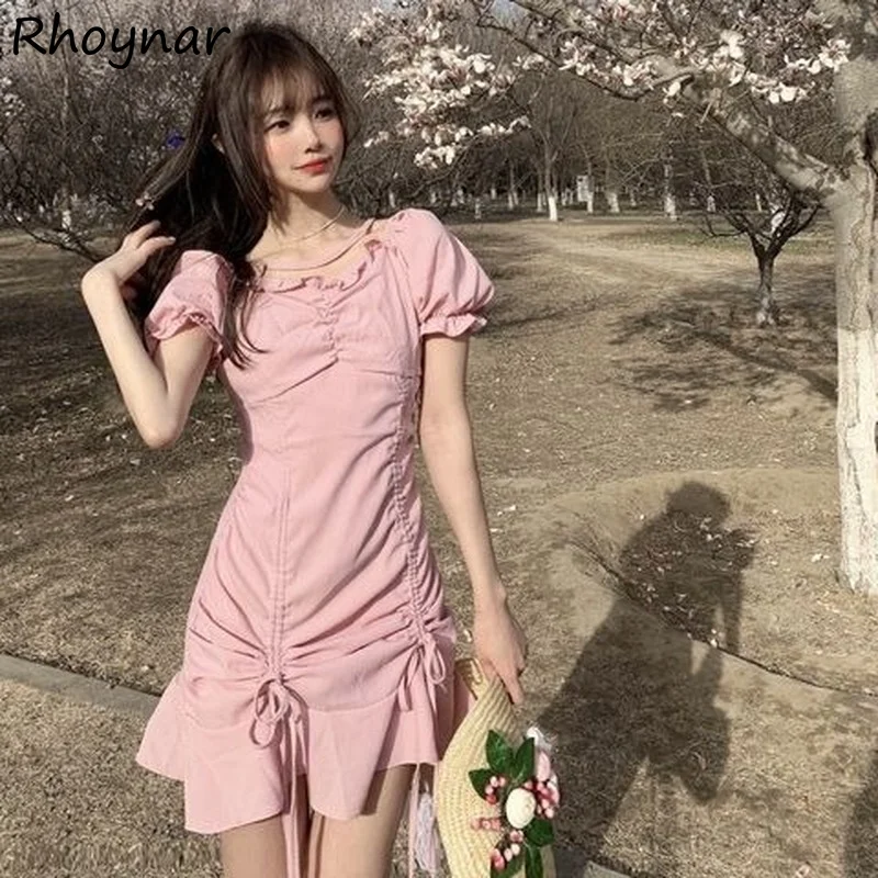 Dress Women Fashion Puff Sleeve Design Shirring Holiday Casual Party Solid Female Vestidos Simple Minimalist Streetwear Basic 
Dress Women Fashion Puff Sleeve Design Shirring Holiday Casual Party Solid Female Vestidos Simple Minimalist Streetwear Basic