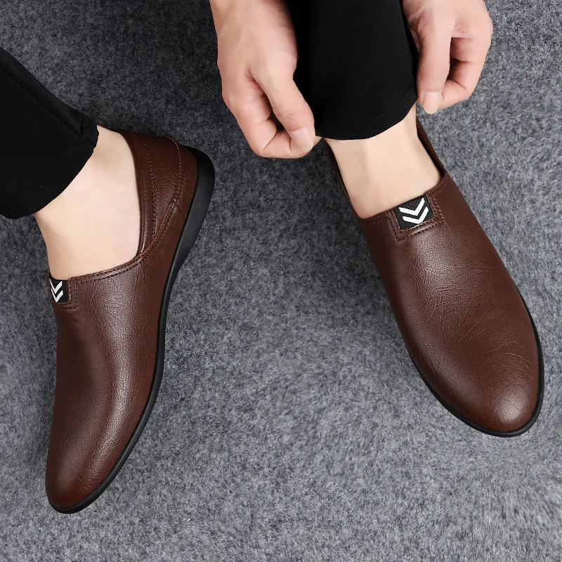 

Men's Peas Shoes Comfortable Genuine Leather Men Casual Shoes Breathable Loafers Slip-on Footwear Walking Driving Shoes fg6