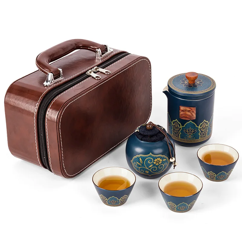 Подарочный чайный набор портативный один чайник три чашки ретро чайная чашка