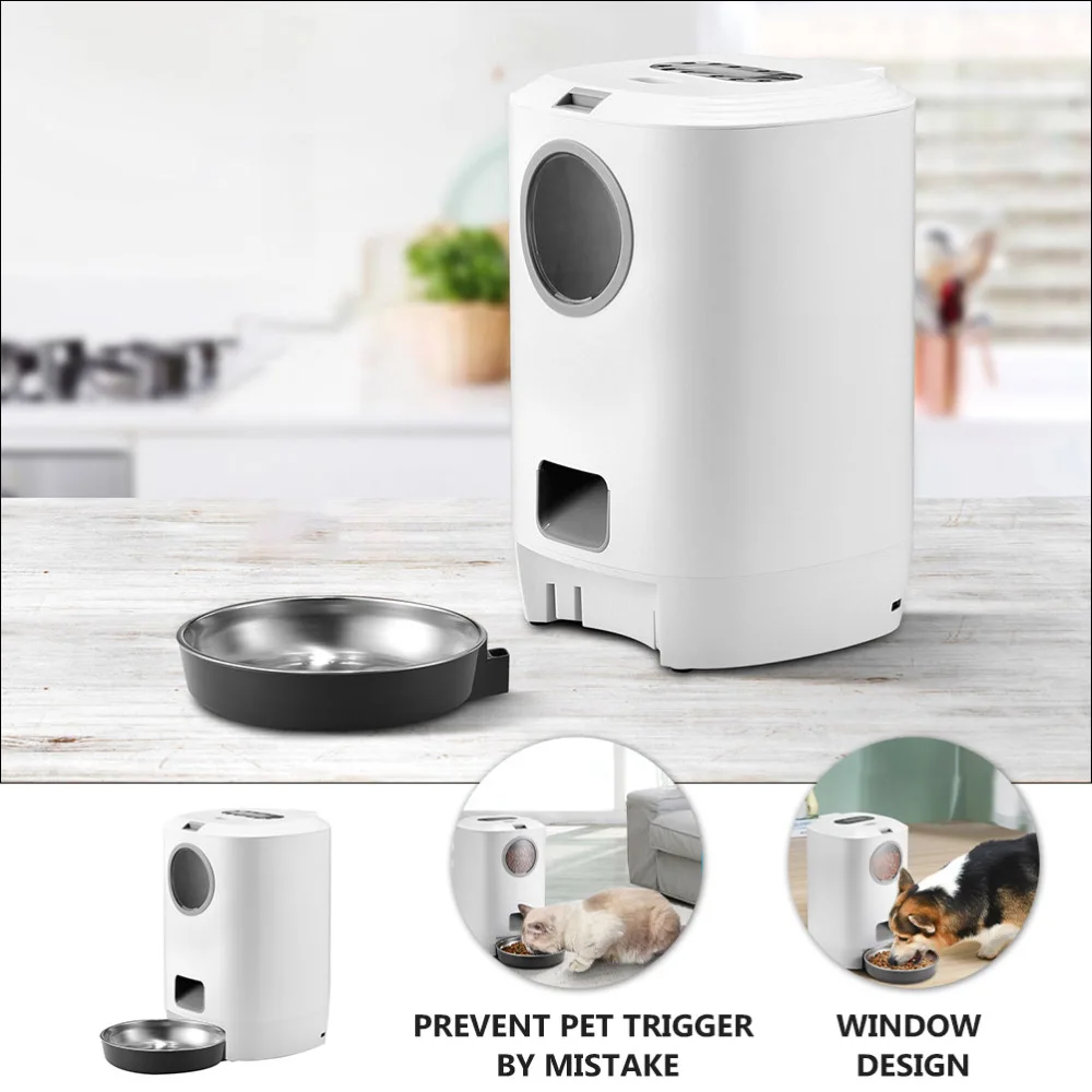 1pc 4.5L Pet Food Container Smart Automatic Pet Feeder Dog Cat Food Feeder