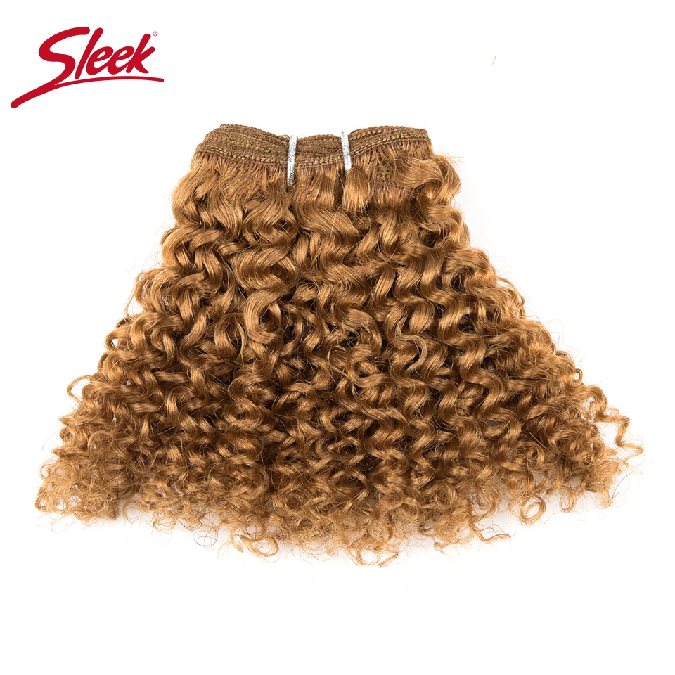 Sleek Double Drawn Blonde Color #27 30# Red 99J Short Indian Kinky Curly Bundles With Clocure Cheap 5 Hair Weave | Шиньоны и парики