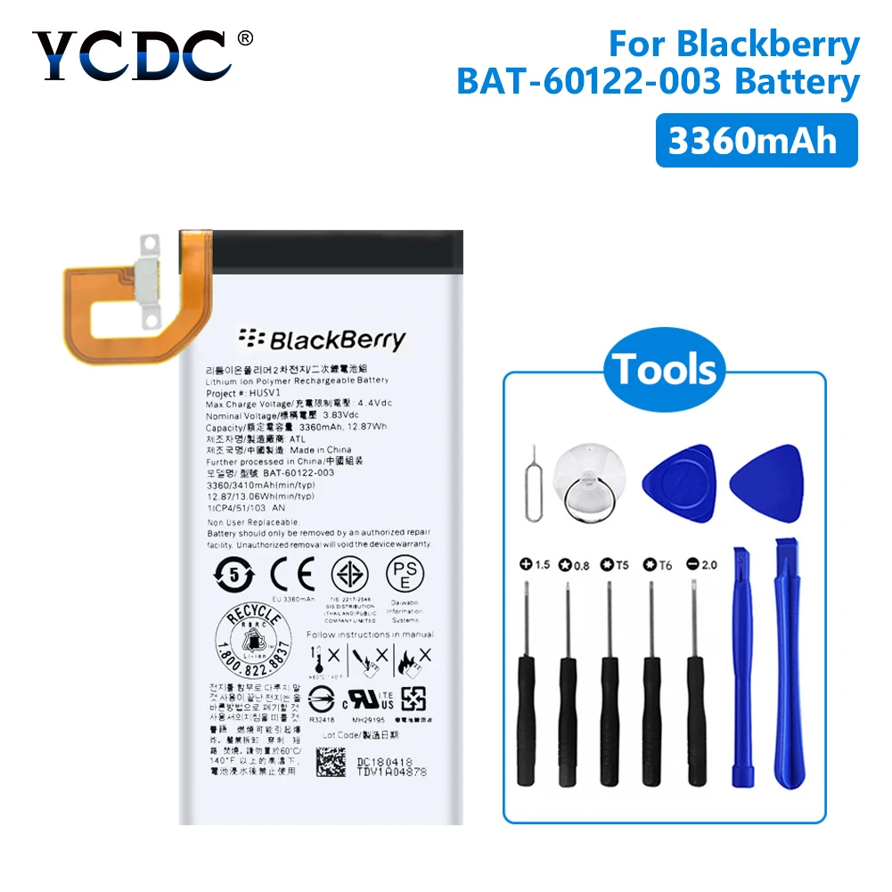 YCDC High Quality 3360mAh BAT-60122-003 Battery For BlackBerry Priv STV100 Lithium Polymer Mobile Phone Batteries Free Tools | Мобильные