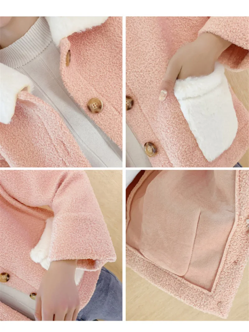 2020 Autumn Winter Jackets New Fashion all-match Short Lamb Wool Coat Female Korean Contrast Color Top Women Outerwear B645
2020 Autumn Winter Jackets New Fashion all-match Short Lamb Wool Coat Female Korean Contrast Color Top Women Outerwear B645