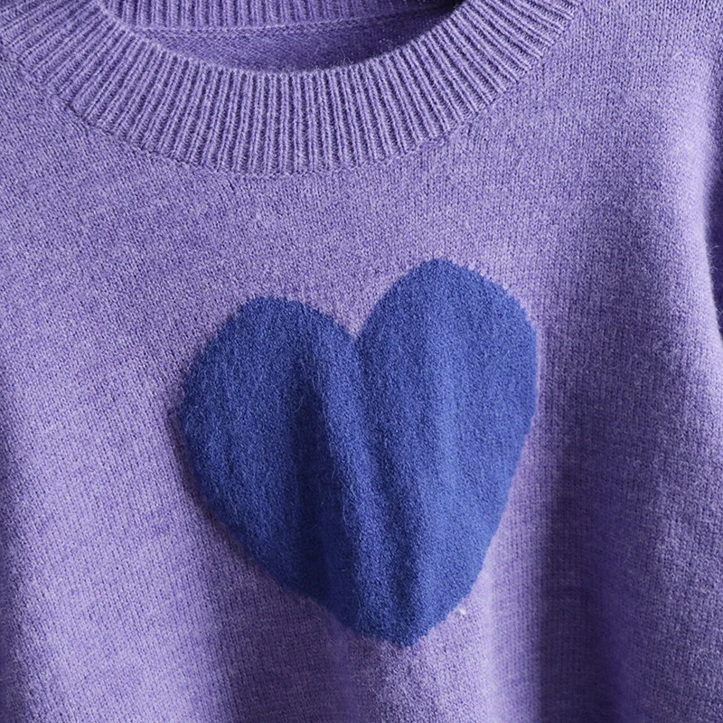 2021 Fall Winter Candy Girly Sweater Purple Knitted Cute Crop Top Heart Patchwork Korean Cute Loose Short Pullover B-143
2021 Fall Winter Candy Girly Sweater Purple Knitted Cute Crop Top Heart Patchwork Korean Cute Loose Short Pullover B-143