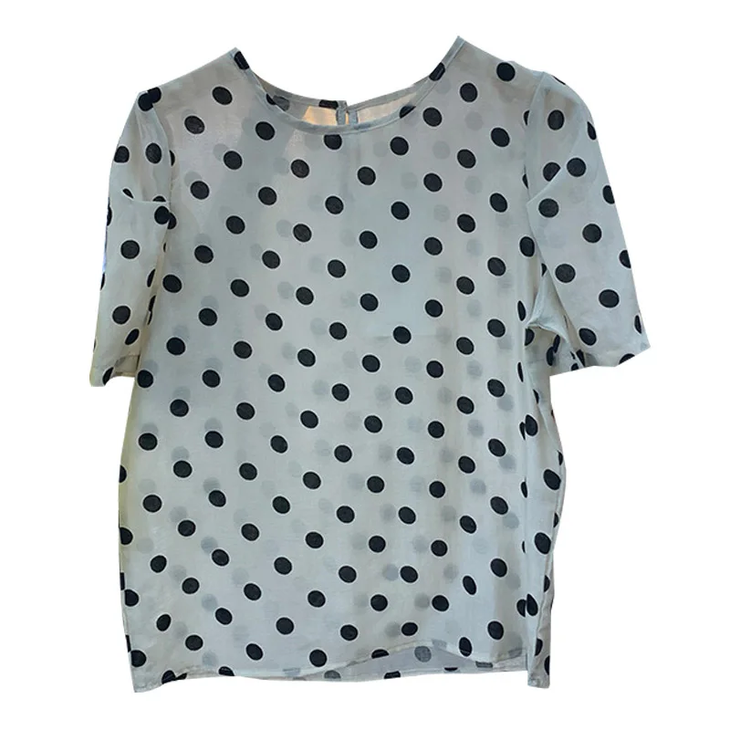 Spring and Summer New Pure Color Casual Temperament One Button South Korea Dongdaemun Polka Dot Puff Sleeve round Neck Girls' 
Spring and Summer New Pure Color Casual Temperament One Button South Korea Dongdaemun Polka Dot Puff Sleeve round Neck Girls'