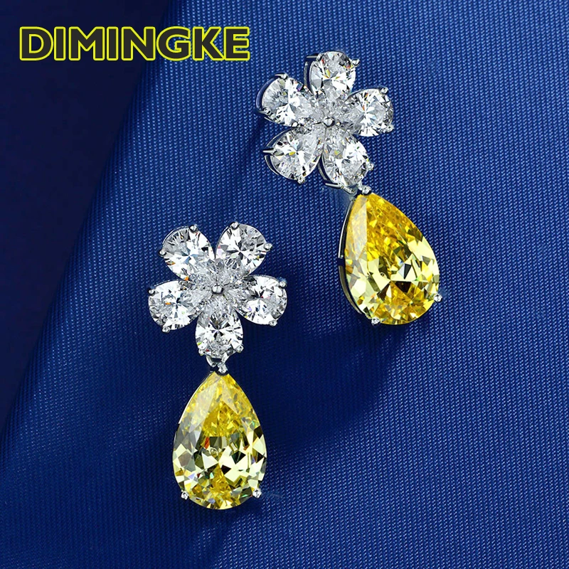 DIMINGKE 10*14MM Yellow High Carbon Diamond Silver Earrings S925 Silver Flower Jewelry Party Lover Birthday Gift
DIMINGKE 10*14MM Yellow High Carbon Diamond Silver Earrings S925 Silver Flower Jewelry Party Lover Birthday Gift
