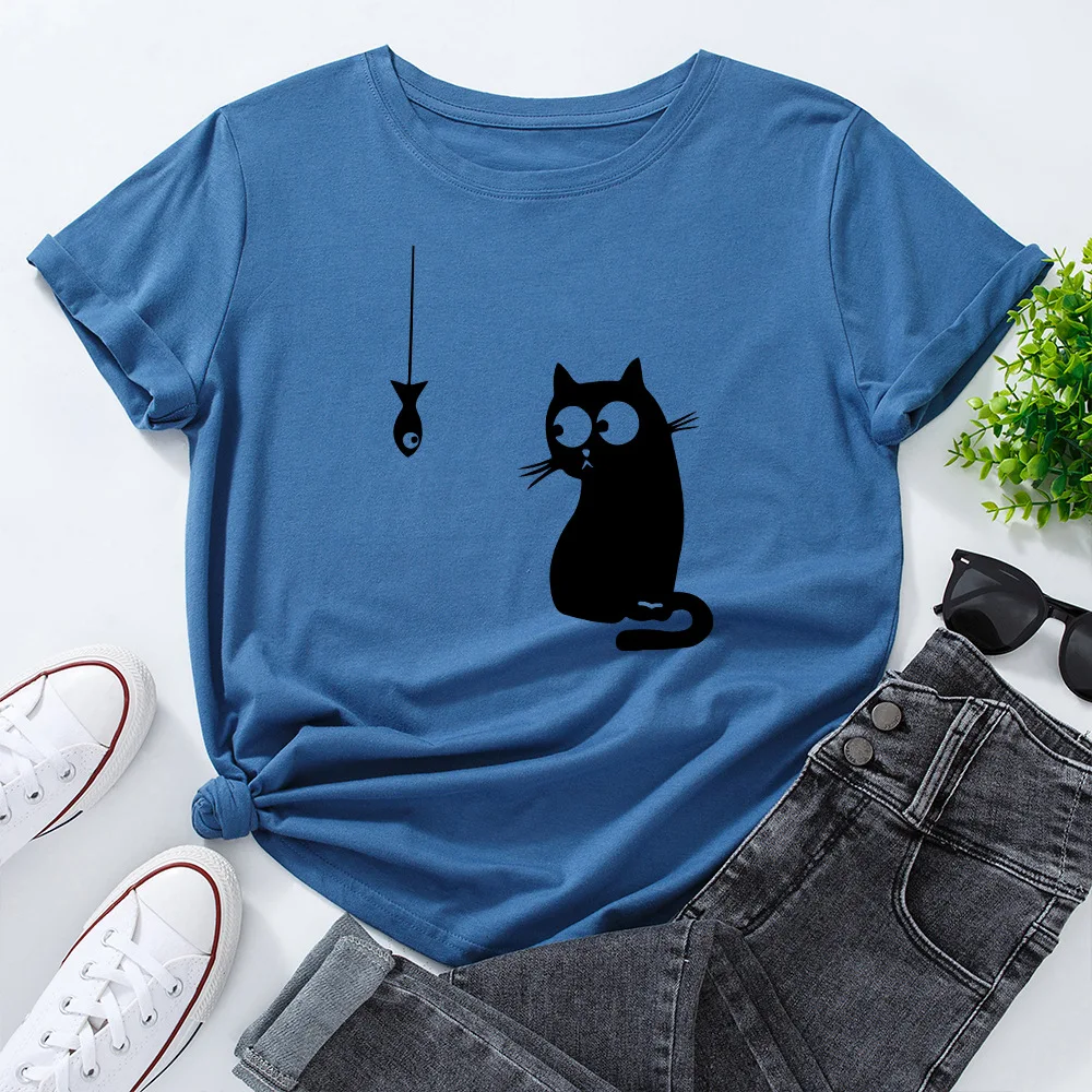Women T-shirt 100% Cotton Cute Cat Like Fish Printing T Shirt Plus Size 5XL Short O-Neck Sleeve Female Loose Tshirt harajuku Top
Women T-shirt 100% Cotton Cute Cat Like Fish Printing T Shirt Plus Size 5XL Short O-Neck Sleeve Female Loose Tshirt harajuku Top