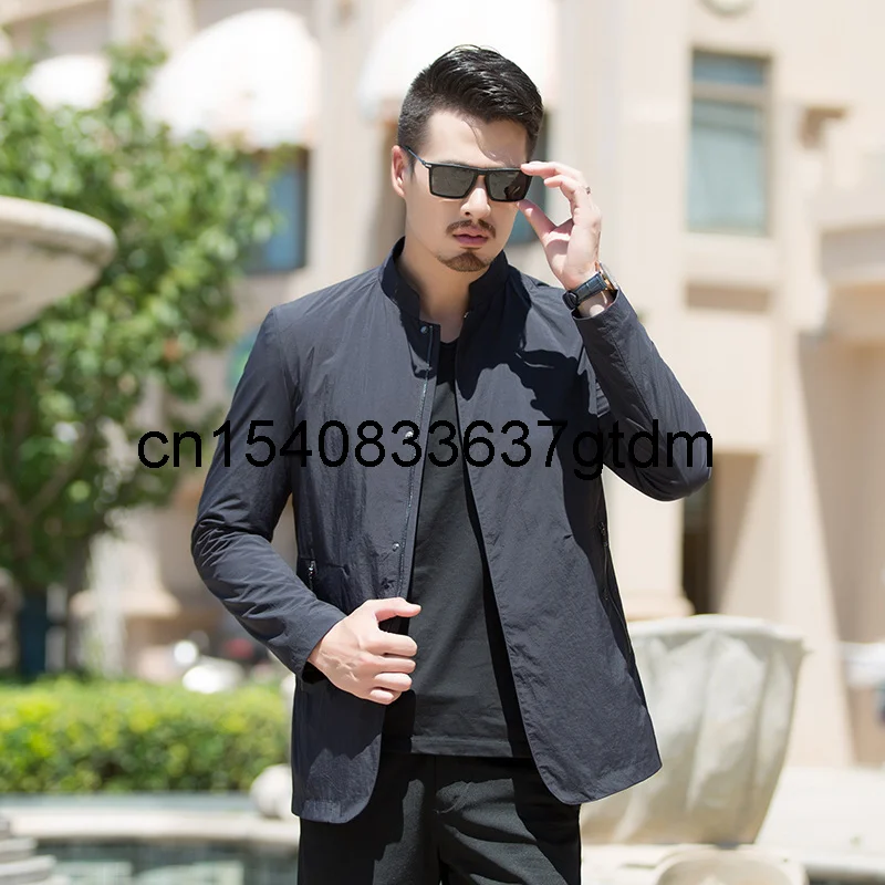 Autumn new men's fattening plus size fashion casual stand collar jacket men's fat mid length jacket