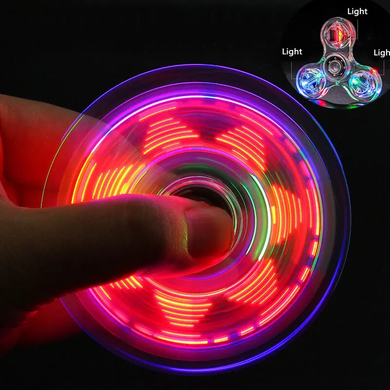 

Fidget Spinner Glow in the Dark Adult Toy Anti Stress Led Tri-Spinner Autism Luminous Spinners Kinetic Gyroscope for Children