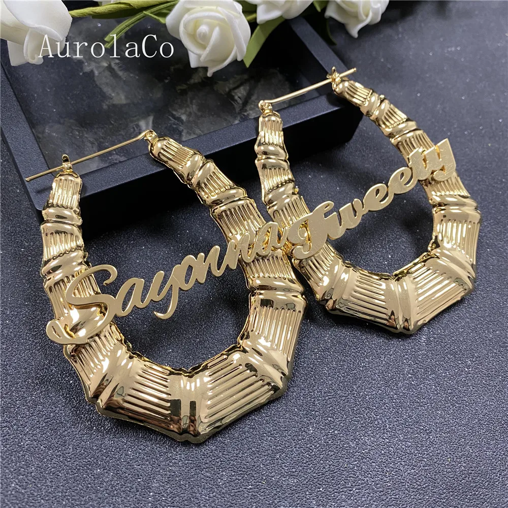 AurolaCo 65mm Stainless Steel Bamboo Hoop Earrings Customized Name Earrings Bamboo Style Custom Earrings for Women Gift
AurolaCo 65mm Stainless Steel Bamboo Hoop Earrings Customized Name Earrings Bamboo Style Custom Earrings for Women Gift