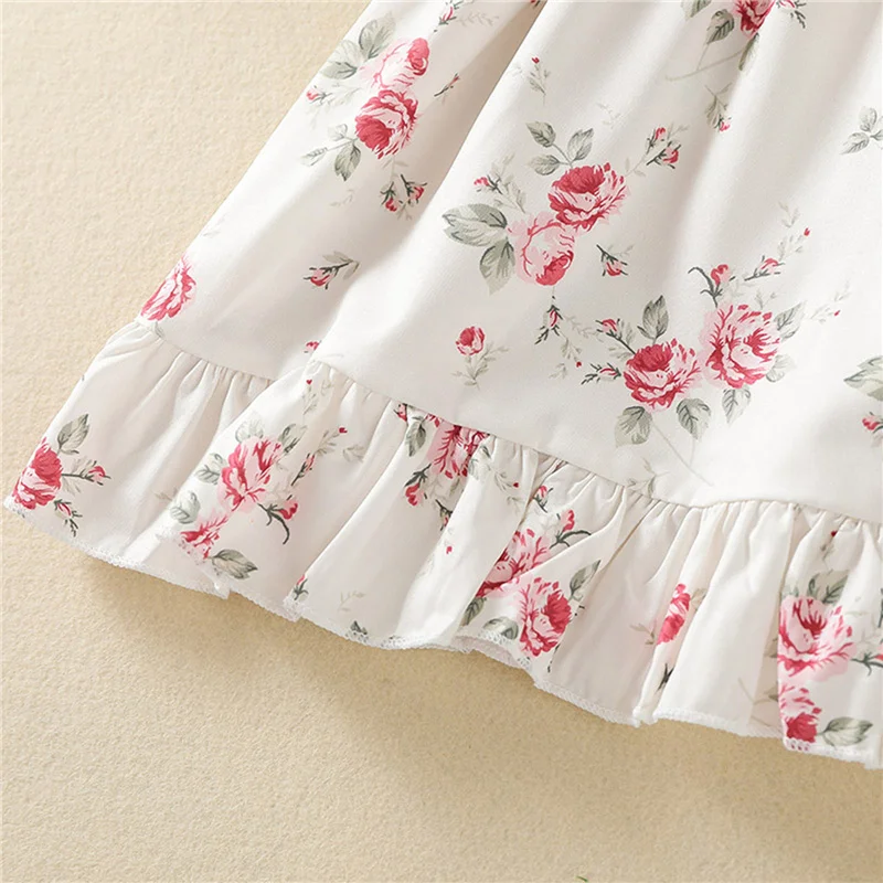 Children Floral Print Stretchy Dress, Girls Sleeveless Ruffle Hem High Waist Dress
Children Floral Print Stretchy Dress, Girls Sleeveless Ruffle Hem High Waist Dress
