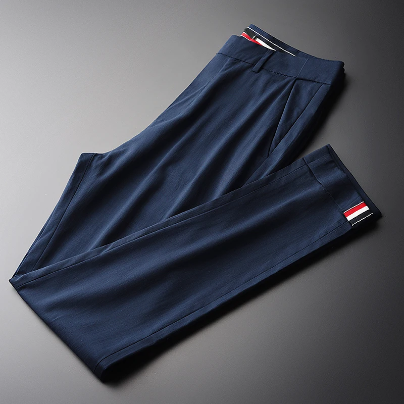 Brand Lyocell Men Pants Luxury Ribbon Edge Business And Casual Skinny Pants Men Hight Quality Summer Soft Thin Mens Suit Pants
Brand Lyocell Men Pants Luxury Ribbon Edge Business And Casual Skinny Pants Men Hight Quality Summer Soft Thin Mens Suit Pants