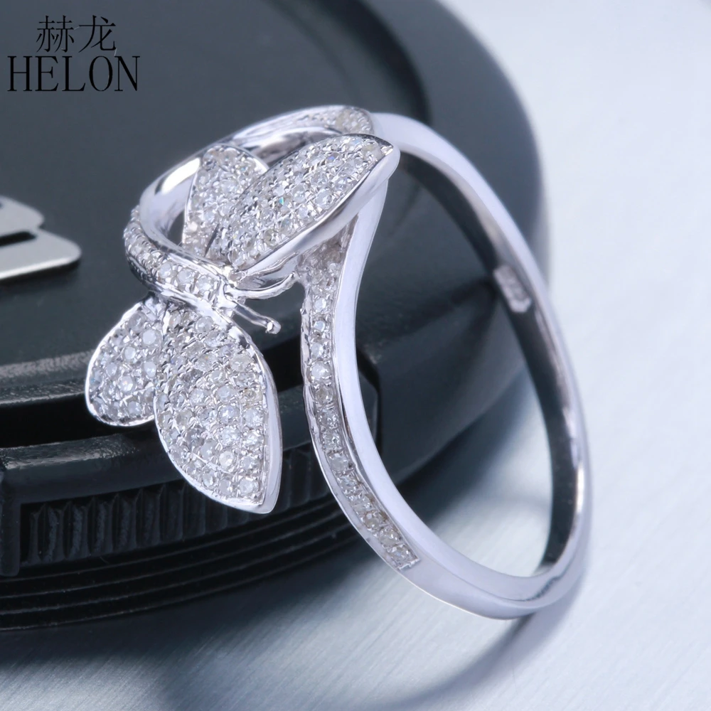 HELON Solid 10k White Gold Pave 0.45CT Genuine Natural Diamond Engagement Wedding Women Fine Trendy Jewelry Ring Butterfly Shape
HELON Solid 10k White Gold Pave 0.45CT Genuine Natural Diamond Engagement Wedding Women Fine Trendy Jewelry Ring Butterfly Shape