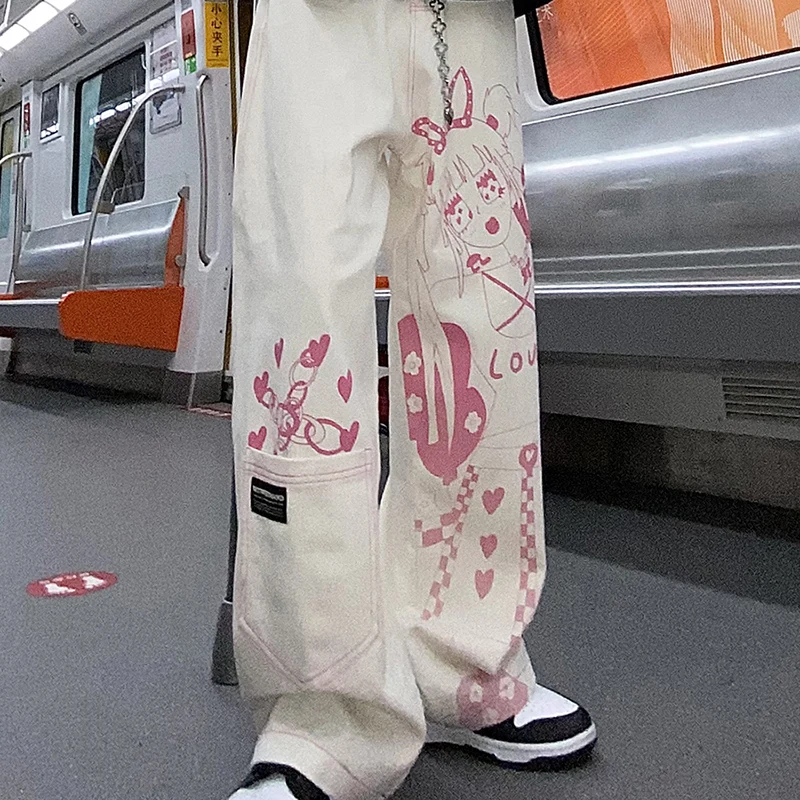 Japanese Anime Pants Print Pattern Loose Straight Leg Clothes Wide Leg Pants Women Linen Cotton Millennial Girls Pink Graffiti
Japanese Anime Pants Print Pattern Loose Straight Leg Clothes Wide Leg Pants Women Linen Cotton Millennial Girls Pink Graffiti