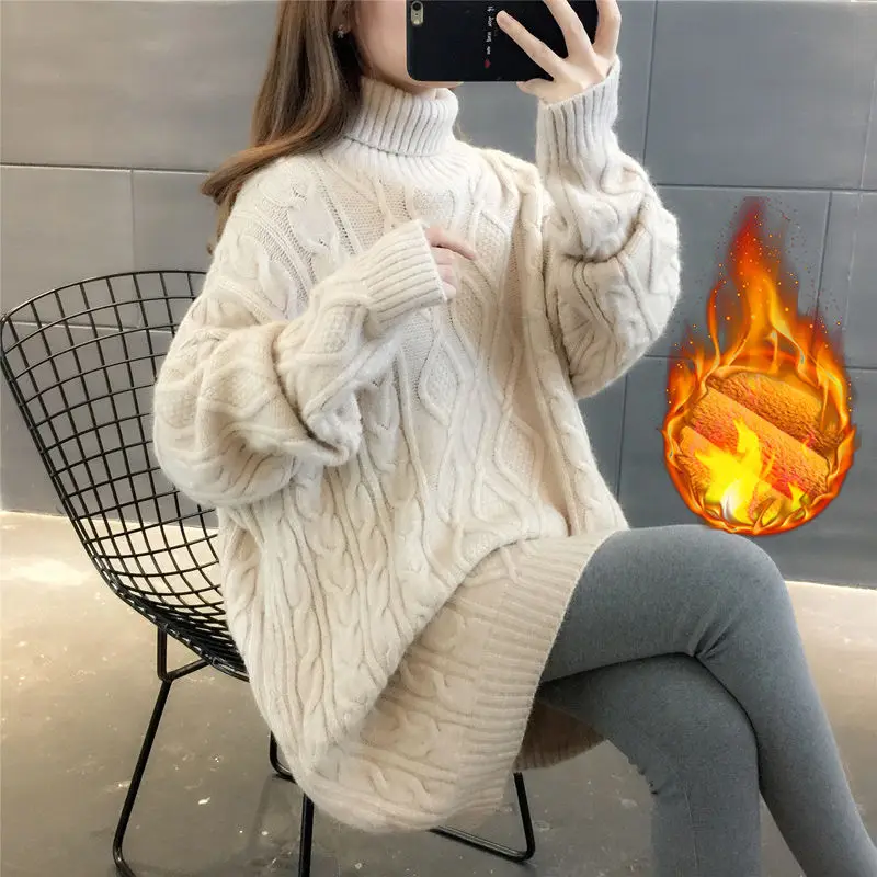 2020 Thickened high-necked sweater women's medium and long Korean version women's loose knitting
2020 Thickened high-necked sweater women's medium and long Korean version women's loose knitting
