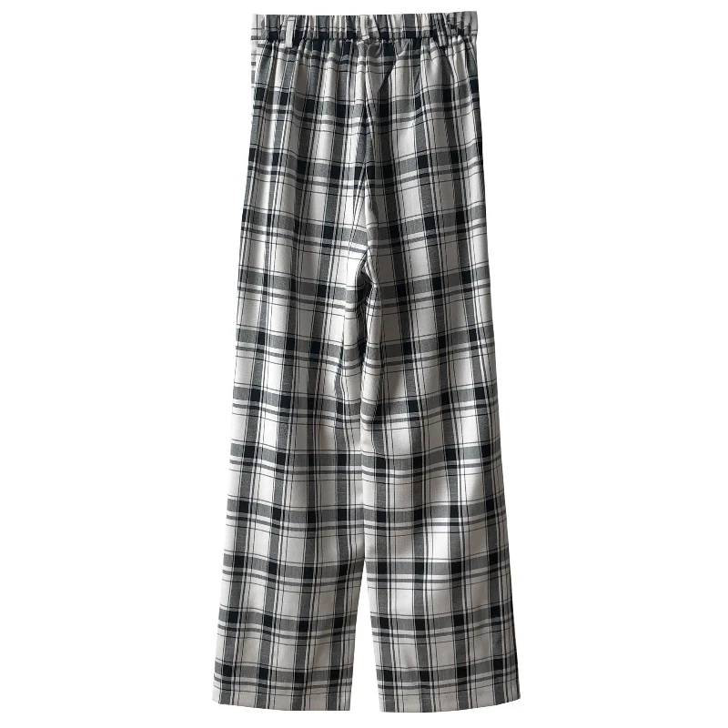 Elastic High Waist Casual Plaid Long Pantalon Side Pockets Zipper Fly Wide Leg Pants 2021 Spring Loose Mop The Floor Trousers
Elastic High Waist Casual Plaid Long Pantalon Side Pockets Zipper Fly Wide Leg Pants 2021 Spring Loose Mop The Floor Trousers