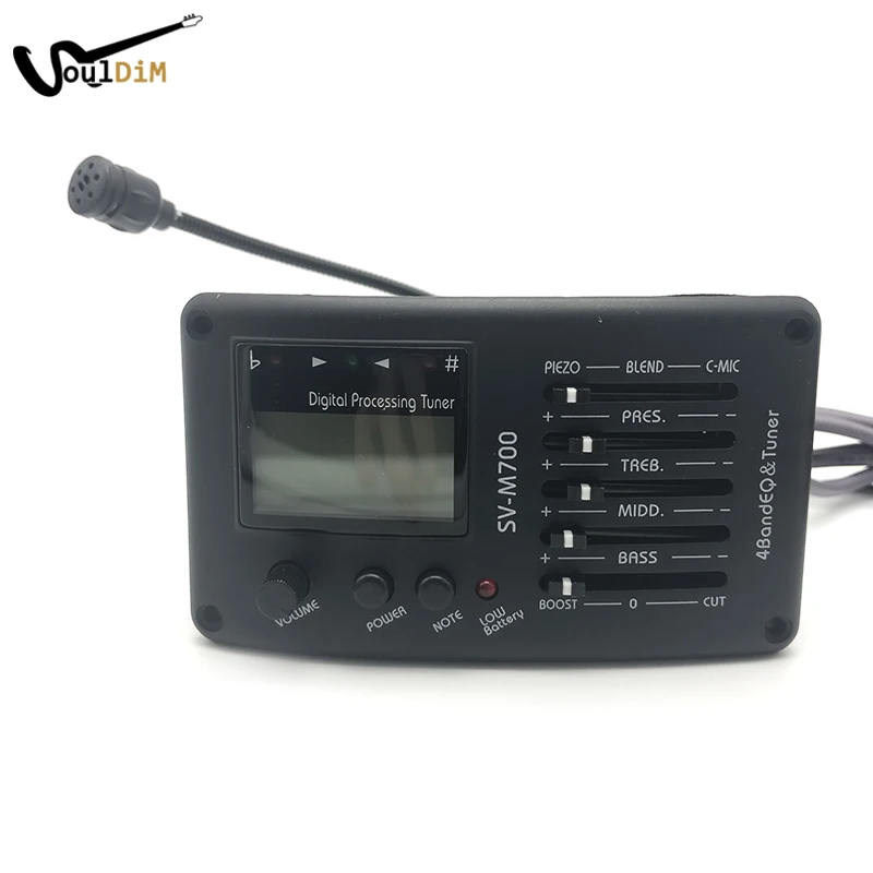 SV-M700 4 Band Acoustic Guitar EQ Equalizer with Tuner and Microphone Guitar Pickup High Quality Pickups for Folk Guitar Black
SV-M700 4 Band Acoustic Guitar EQ Equalizer with Tuner and Microphone Guitar Pickup High Quality Pickups for Folk Guitar Black