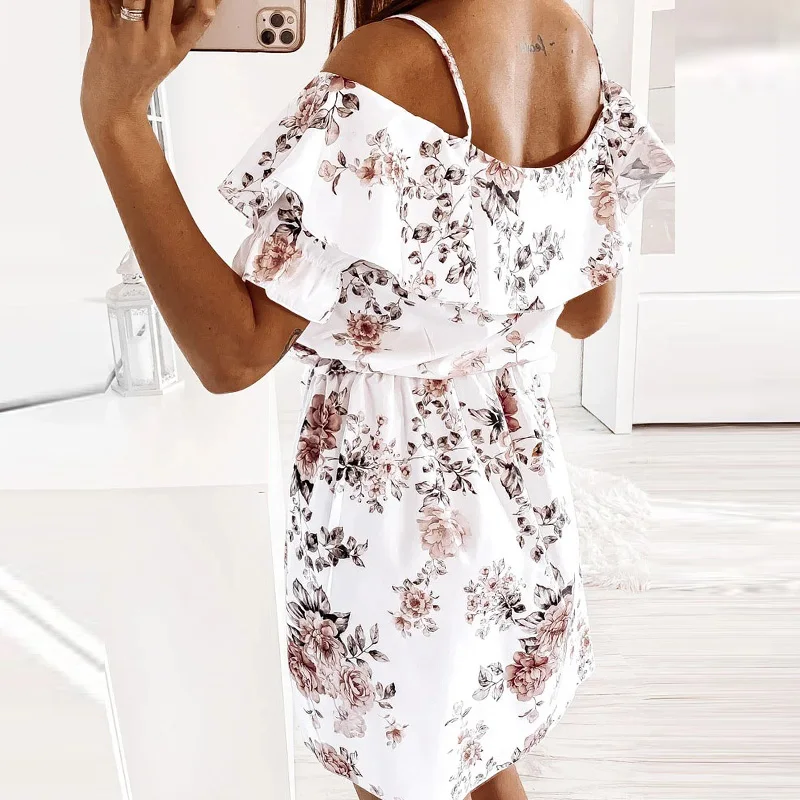 Women Vintage Floral Print Ruffle Party Dress Summer Tie-up Off Shoulder Lady Mini Dress Elegant Short Sleeve A-Line Beach Dress
Women Vintage Floral Print Ruffle Party Dress Summer Tie-up Off Shoulder Lady Mini Dress Elegant Short Sleeve A-Line Beach Dress
