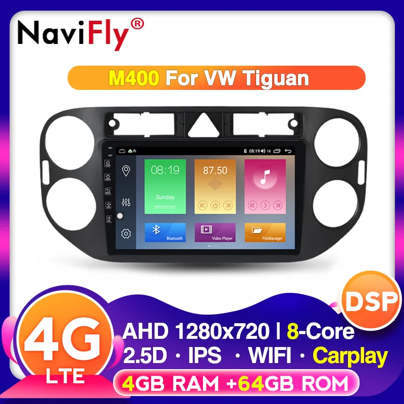 Фото NaviFly Android 10 DSP IPS CarPlay Голосовое управление для VW tiguan 2010 2011 2012 2013 2014 2015 2016