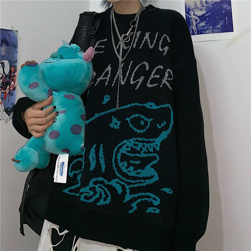 Женский свитер с мультяшным принтом, теплый вязаный жаккардовый свитер в стиле Харадзюку, повседневный Свободный пуловер большого размера ...
Женский свитер с мультяшным принтом, теплый вязаный жаккардовый свитер в стиле Харадзюку, повседневный Свободный пуловер большого размера ...