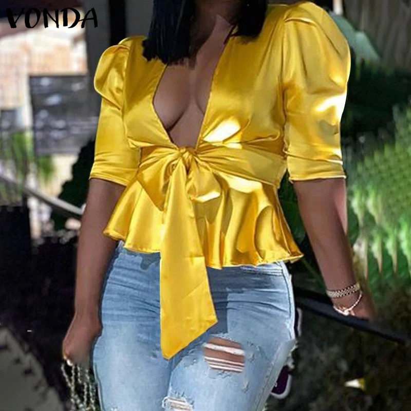 Office Ladies Shirts Elegant Satin Slik Blouse VONDA 2021 Women Sexy Deep V Neck Party Tops Bohemian Tops Blusas Femininas
Office Ladies Shirts Elegant Satin Slik Blouse VONDA 2021 Women Sexy Deep V Neck Party Tops Bohemian Tops Blusas Femininas