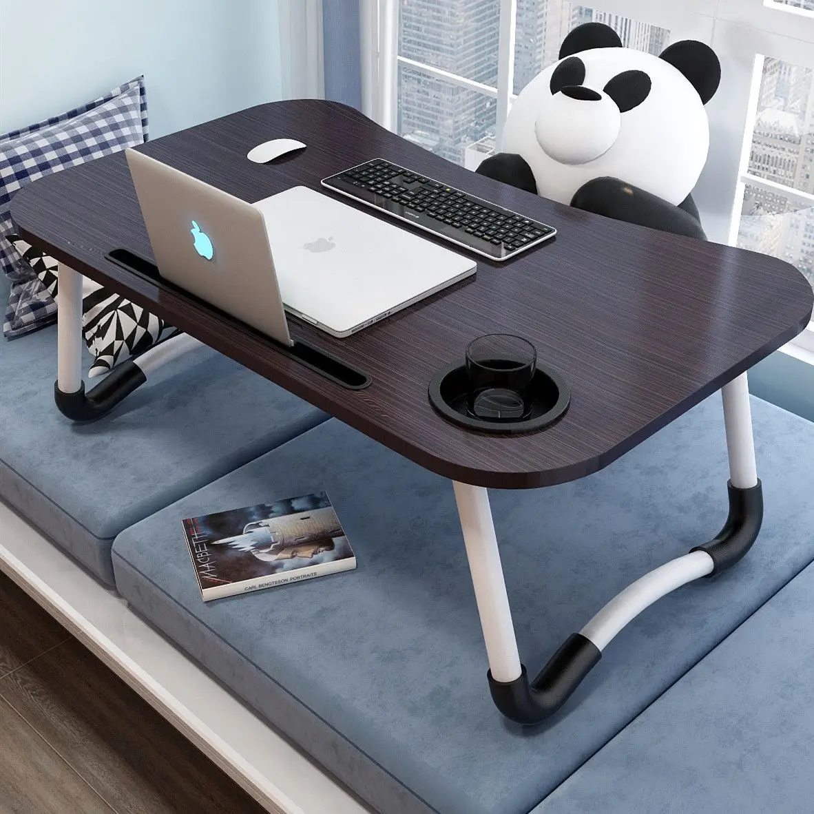 Folding Laptop Stand Holder Study Table Desk w/ Card Slot Cup Holder Wooden Foldable Computer Desk for Bed Sofa Tea Serving
Folding Laptop Stand Holder Study Table Desk w/ Card Slot Cup Holder Wooden Foldable Computer Desk for Bed Sofa Tea Serving