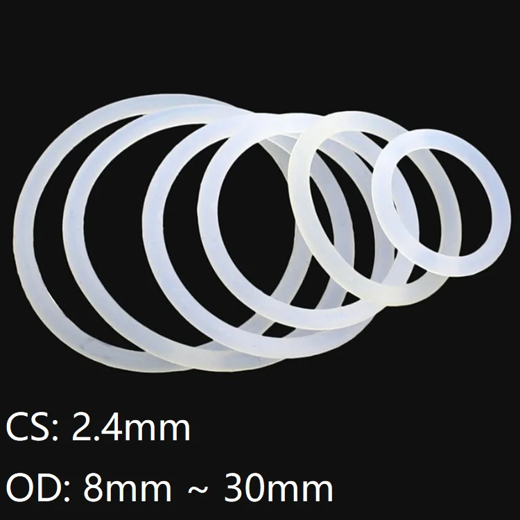 50pcs White Silicone Ring Gasket CS 2.4mm OD 8 ~ 30mm Food Grade Waterproof Washer Rubber Insulate ring o-ring rubber ring
50pcs White Silicone Ring Gasket CS 2.4mm OD 8 ~ 30mm Food Grade Waterproof Washer Rubber Insulate ring o-ring rubber ring