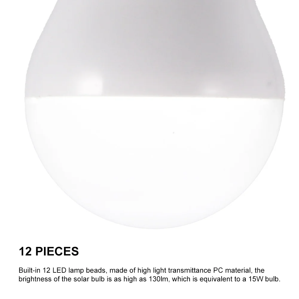 Solar Power Bulb 12 Led 110lm Solar Camping Tent Light Built In 800mah Battery Solar Charging & USB Rechargeable Light Bulb 15W
Solar Power Bulb 12 Led 110lm Solar Camping Tent Light Built In 800mah Battery Solar Charging & USB Rechargeable Light Bulb 15W