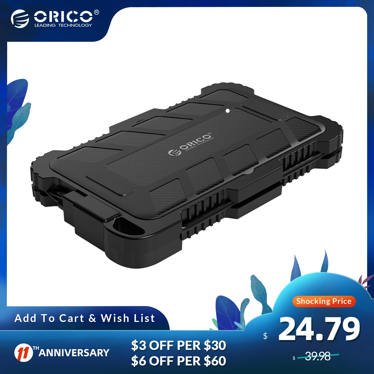 ORICO Encrypted 2.5 Inch SATA to USB 3.0 Hard Drive Enclosure Waterproof Shockproof Dustproof UASP with Portable Hook HDD Case
ORICO Encrypted 2.5 Inch SATA to USB 3.0 Hard Drive Enclosure Waterproof Shockproof Dustproof UASP with Portable Hook HDD Case