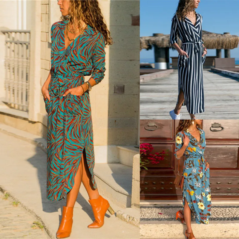 Women Long Dress Floral Print Summer Maxi Chiffon Beach Dress Elegant Party Dress Long Sleeve Office Shirt Dress Vestidos Longo
Women Long Dress Floral Print Summer Maxi Chiffon Beach Dress Elegant Party Dress Long Sleeve Office Shirt Dress Vestidos Longo