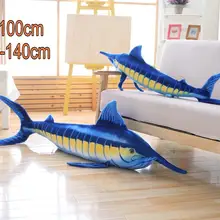 Giant Simulation Shark Plush Toy Lifelike sea Animal Whale Blue marlin Fish Stuffed Pillow Club Decor Gift for Boy Birthday
