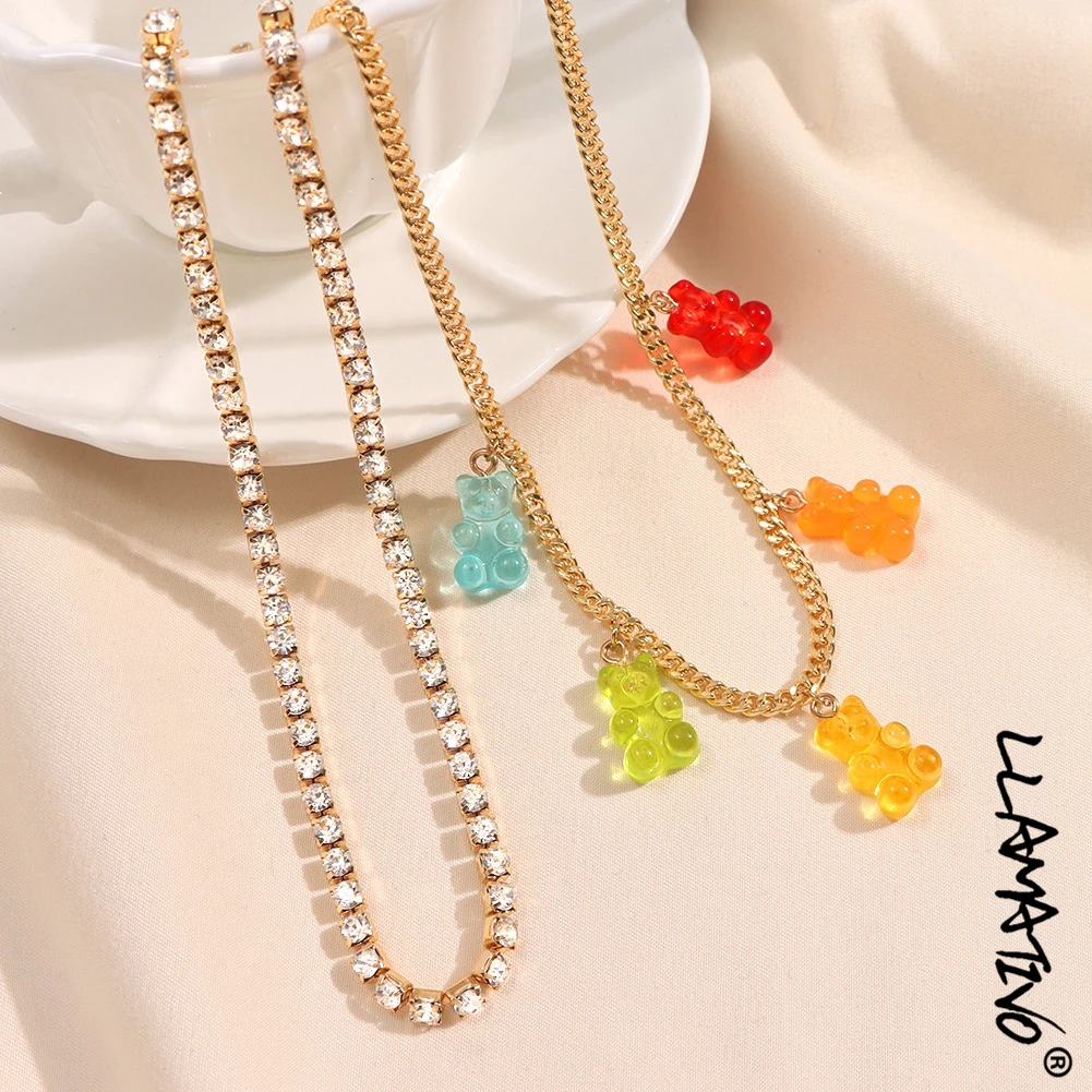 New Multilayer Colorful Gummy Bear Rhinestone Choker Necklace For Women Girls Shiny Crystal Link Chain Necklaces Party Jewelry
New Multilayer Colorful Gummy Bear Rhinestone Choker Necklace For Women Girls Shiny Crystal Link Chain Necklaces Party Jewelry